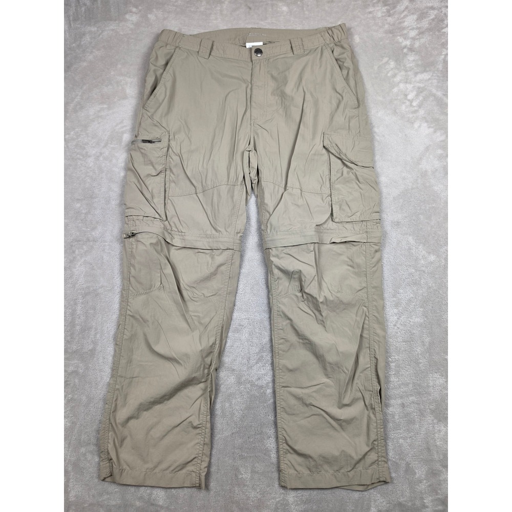 Columbia Convertible Cargo Pants Mens 36x30 Beige Omni-Shade Hiking Outdoor